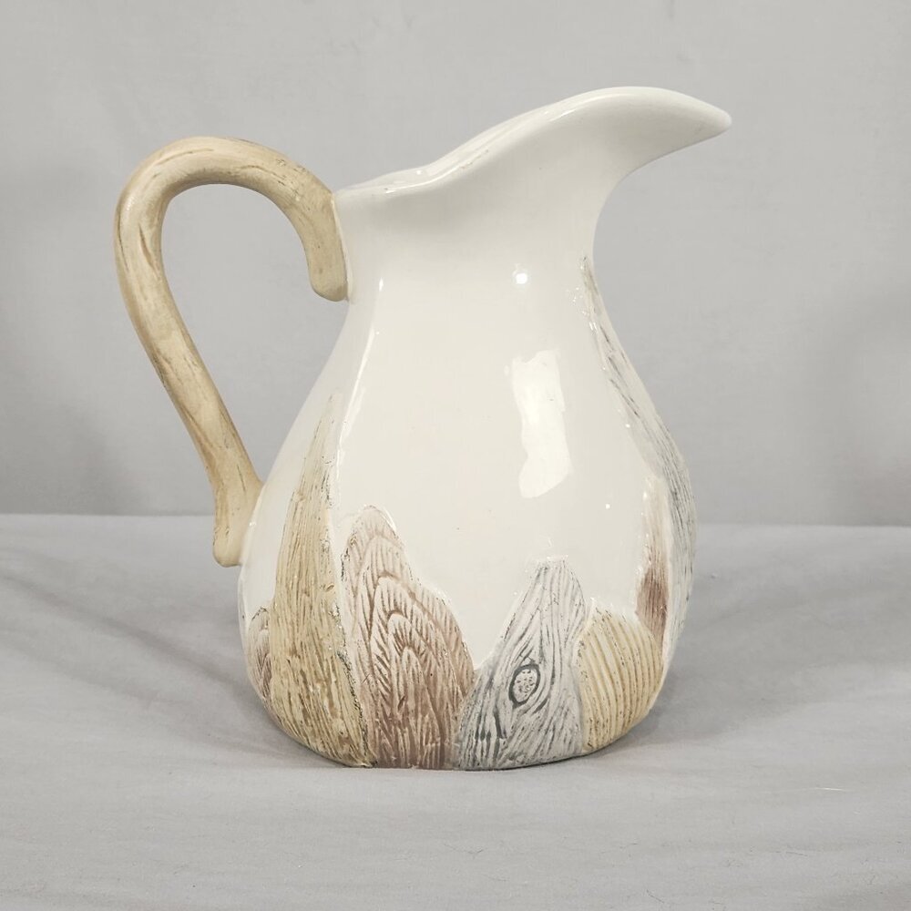 Celebrations by Lillian Vernon Farmhouse Pitcher Embossed Nature Cottage Ivory